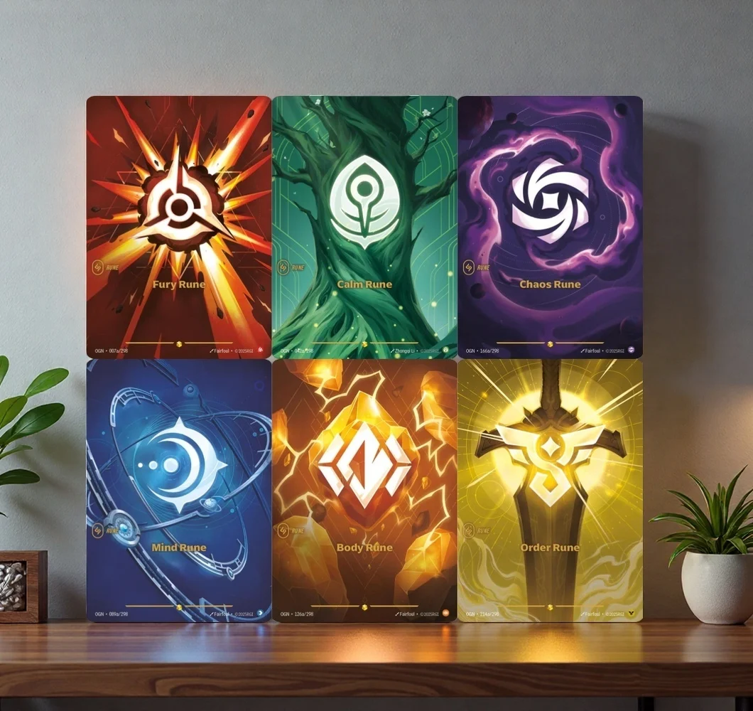 

Коллекционная карточная игра DIY Riftbound League of Legends: Origins OGN Chaos Fury Calm Mind Body Order Rune Collection (Карточная игрушка)