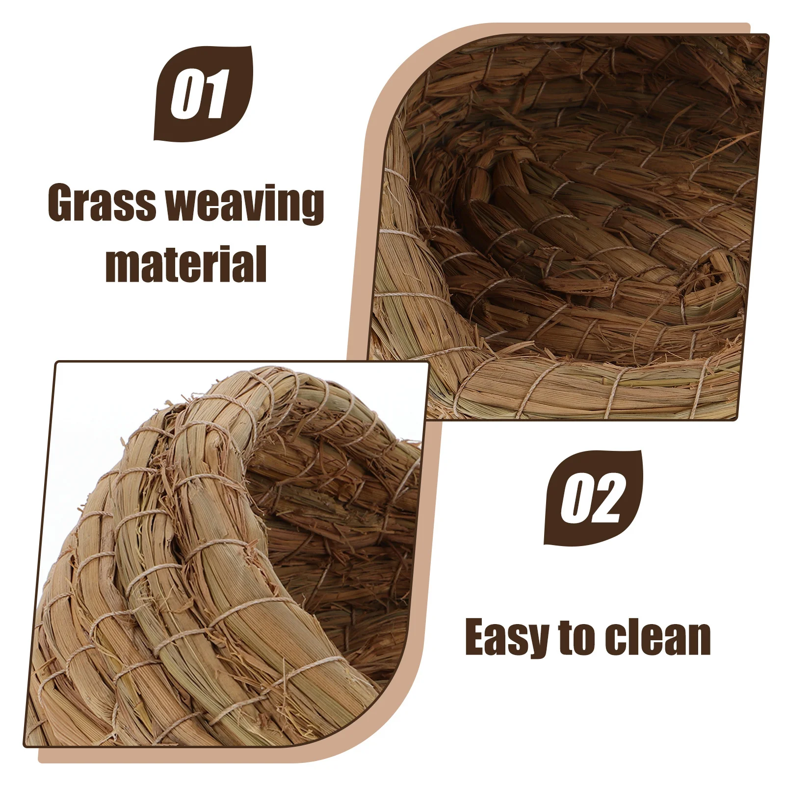 

2Pcs Chicken Laying House Straw Woven Coop Nest Unique Slipper Design Provides Security Comfort for Hens Small Pet Sleeping