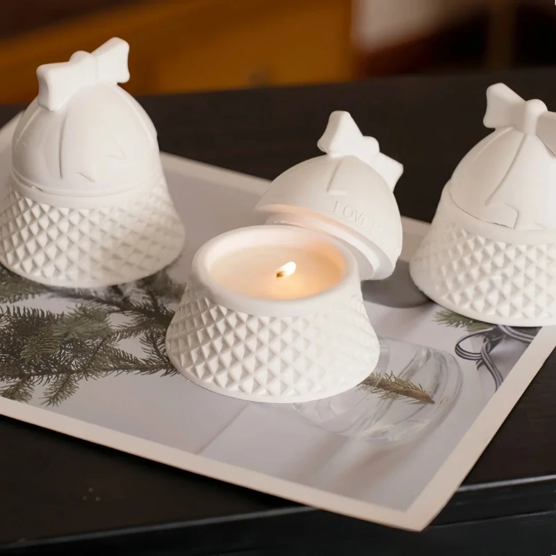 Christmas Bell Shaped Silicone Mold For Aromatherapy Gypsum Candle Cup Plaster Jar Epoxy Resin Candle Container Decoration Mould - view 4