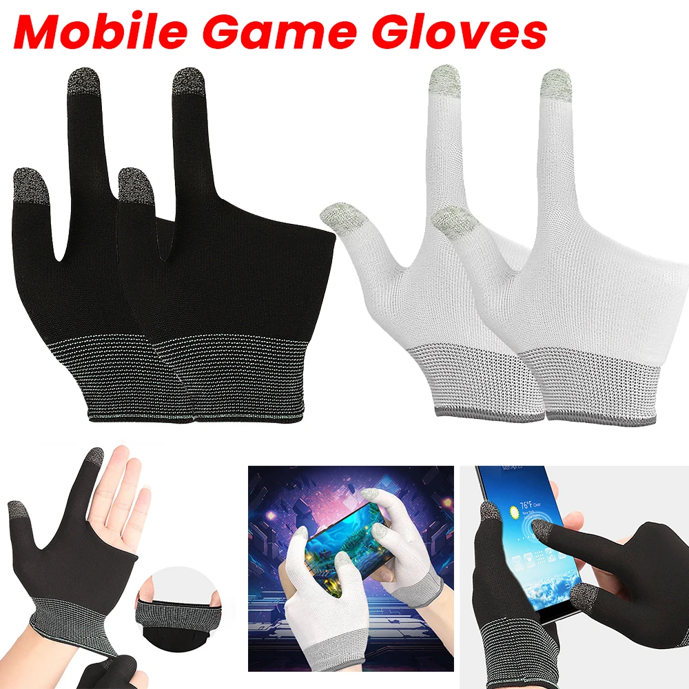 1 Pair Mobile Game Gloves Anti-Sweat Anti-Sweat Two-Finger Touch Finger Gloves Breathable Game Gloves For Mobile Gaming Gloves