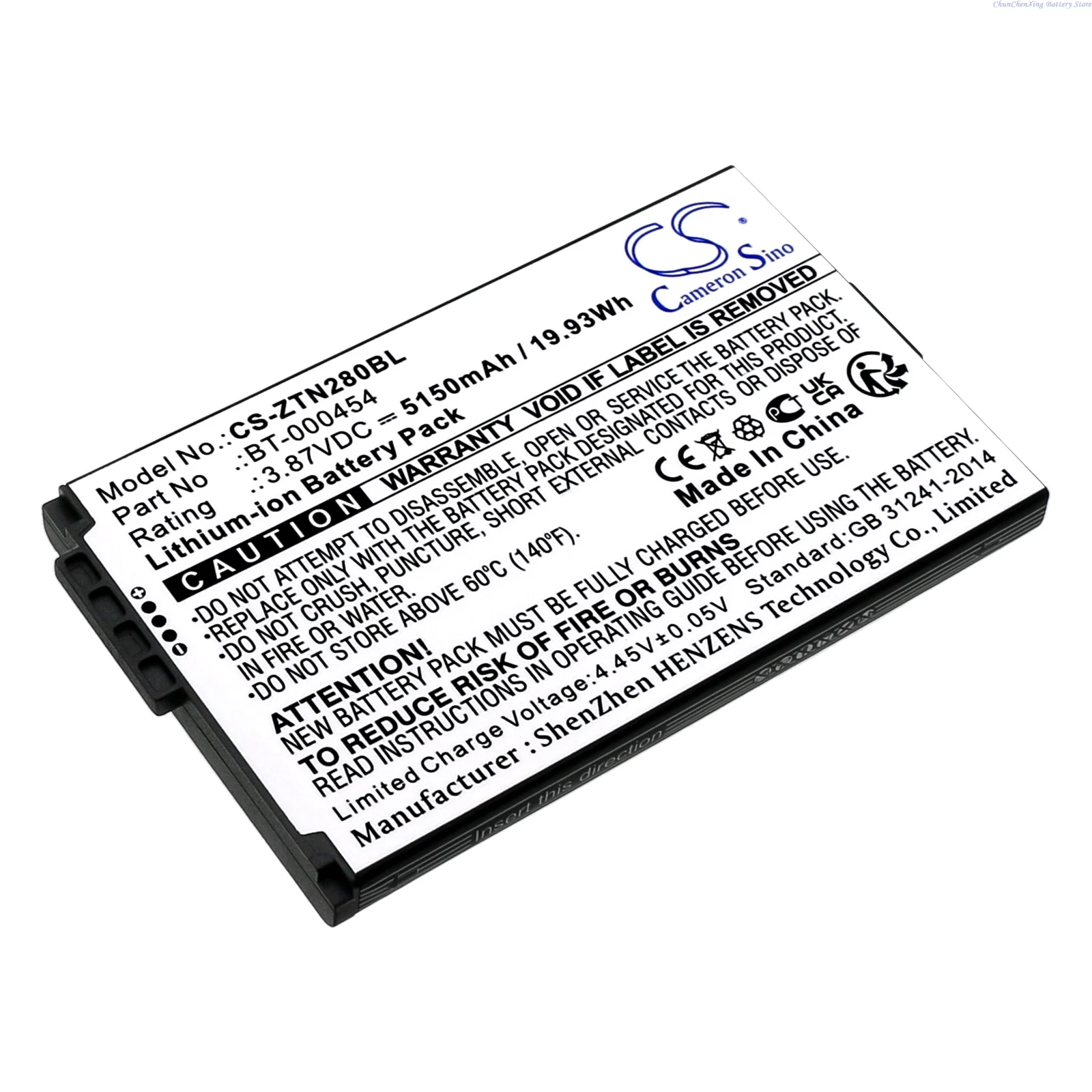 Cameron Sino 3.87V 5150mAh Replacement Barcode Scanner Battery BT-000454 BT-000454-72 for Zebra TC15 TN28 U30