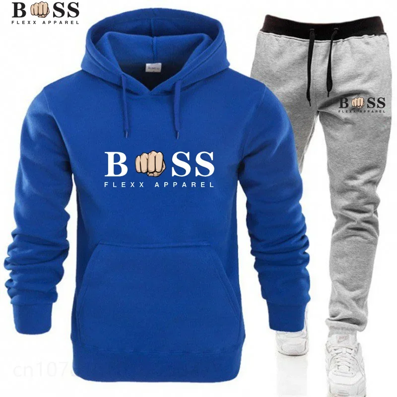 Men\'s and women\'s hooded sportswear and pants set, hooded sweatshirt, fashion trend, autumn and winter, two-piece set, brand new