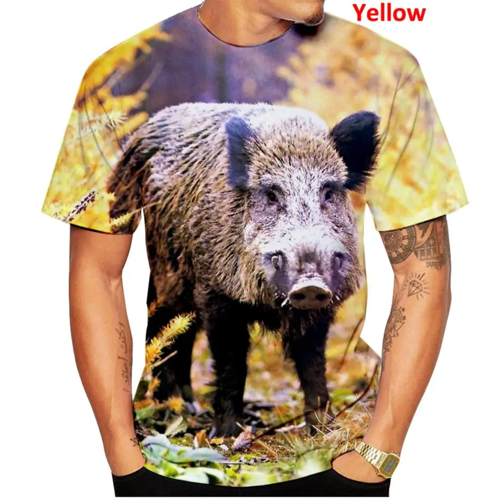 2022 Funny Swine Casual Tops Camo Hunting Animal Wild Boar 3D Print Men/Women T Shirt