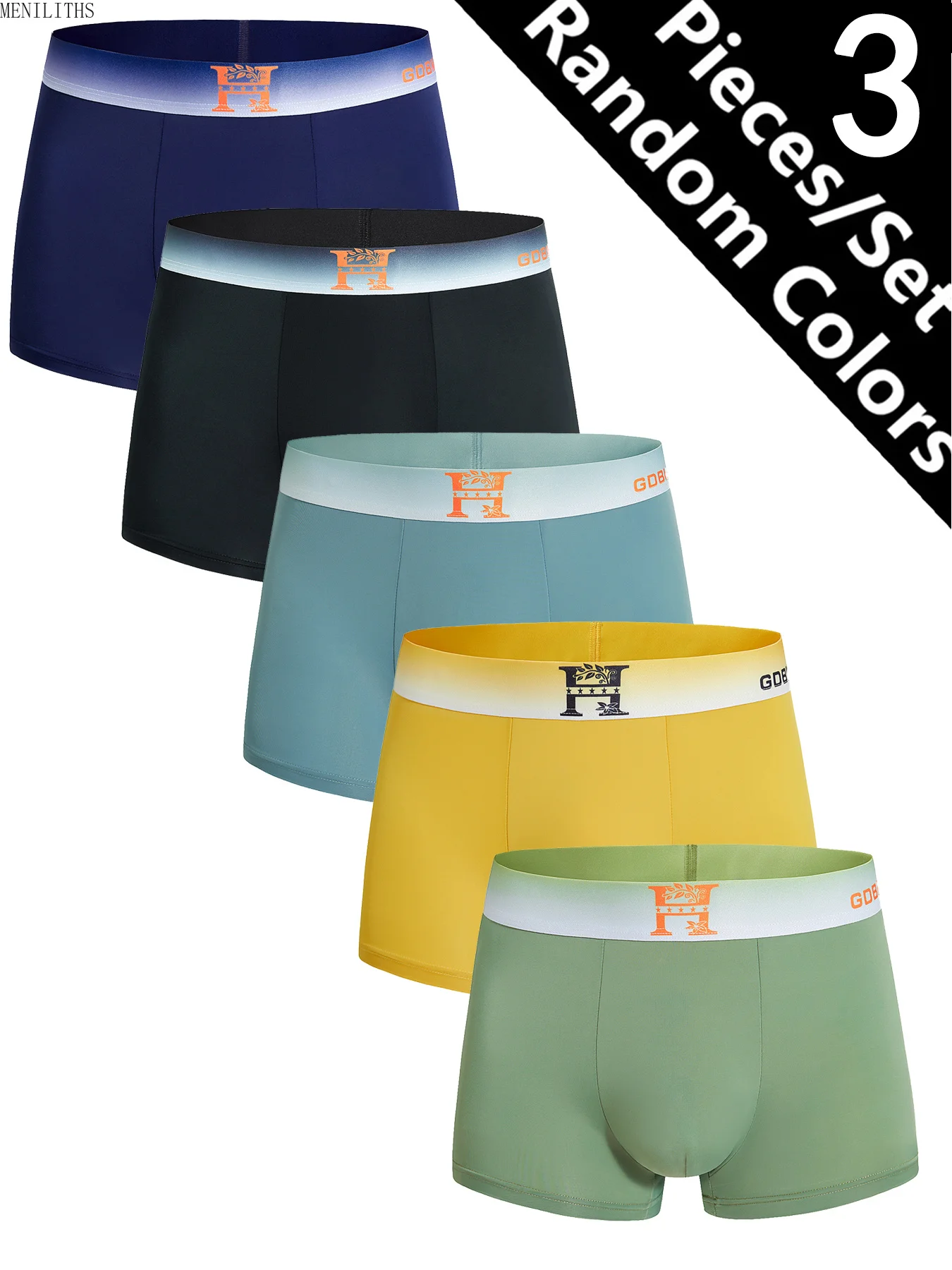3pcs Randaom Men Underwear H Letter Magnetic Antibacterial Shorts Men Panties Home Loose Casual Underpanties