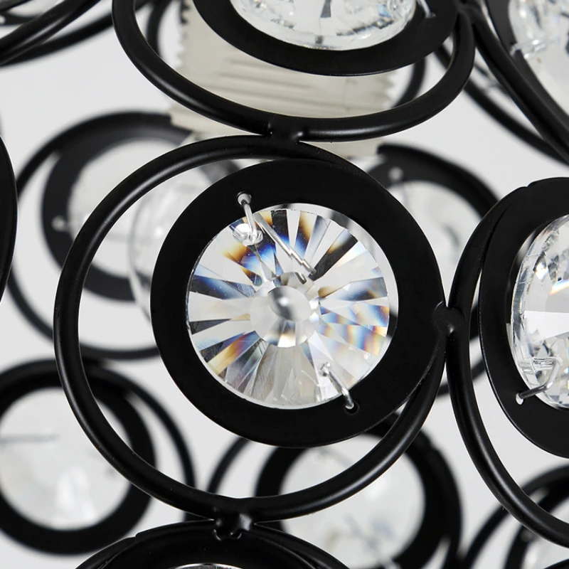 Modern Simple Iron Art Crystal Restaurant Pendant Lamp Nordic Country Style Home Decoration Living Room Dining Table LED Lights