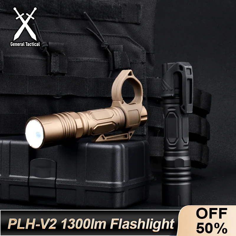 

Tactical Handheld PLH-V2 Metal 1300Lumen Powerful Flashlight Handheld Fit 20mm Rail Hunting Airsoft Weapon Scout Outdoor Light