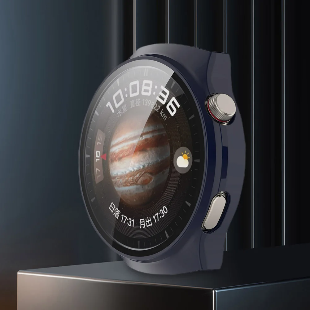 Capa de relógio para pc, estrutura de proteção anti-queda com vidro temperado, protetor de tela antiarranhões para huawei watch 4 pro