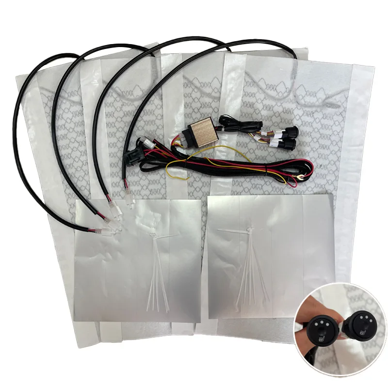 

New Hi-Lo Round Switch Car Seat Heater Kit Universal Built-in DC12V 25W Carbon Fiber Heating Pads 530mm X 280mm for Car Use