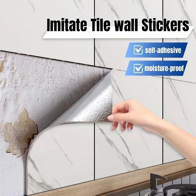 

Moisture-proof Aluminum Foil Bottom Wall Stickers for Bathroom Living Room Decor Background Wall Self-Adhesive Foam Wallpapers