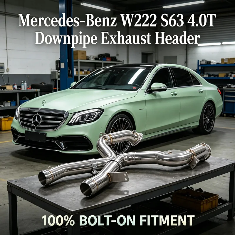 

Custom Stainless Downpipe Exhaust Header for Benz S-Class S63 W222 AMG 4.0T Direct Bolt on Replacement Exhaust Pipes Upgrade