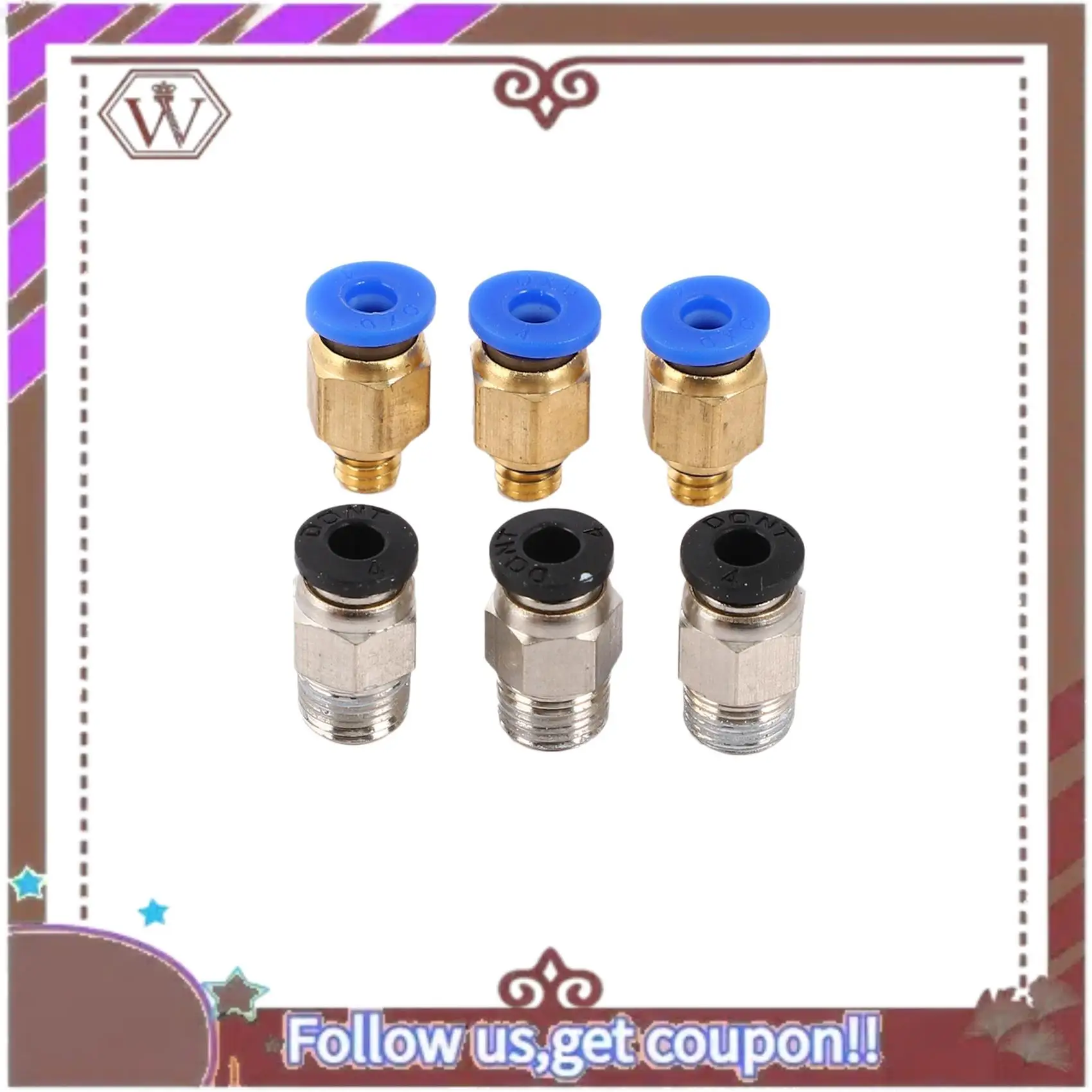 أحدث أنبوب PTFE 6X أنابيب Ptfe الزرقاء (1.5 متر) مع 6 قطع تركيبات Pc4-M6 و6 قطع تركيبات دفع أنبوب Pc4-M10