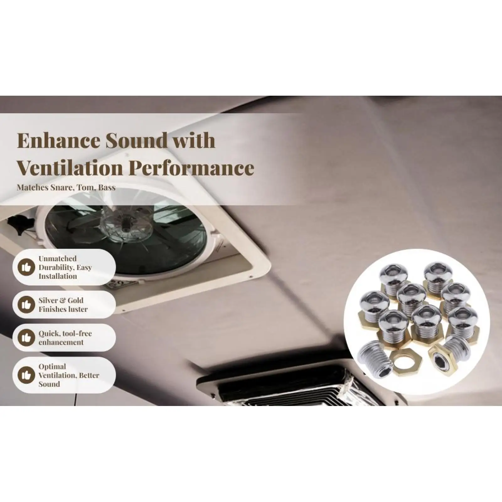 

Zinc Alloy Drum Air Vent Kit with Washers Musical Instrument Parts for Snare Tom Bass Drum Repair