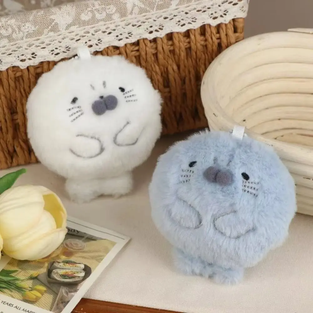 

Bag Charms Seal Plush Keychain Fluffy Soft Decoration Seal Doll Pendant Cute Metal Ring Seal Plush Key Ring Backpack