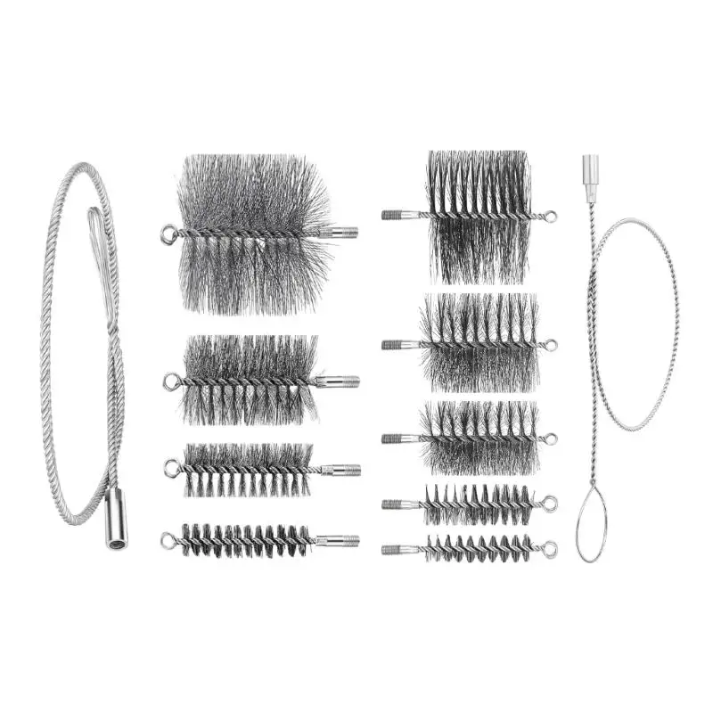 

R9UF Carbon Steel Wire Pipe Brush Set Wire Chimney Cleaning Brush Tool for Pipe Cleaning and Rust Removal Easy to Use