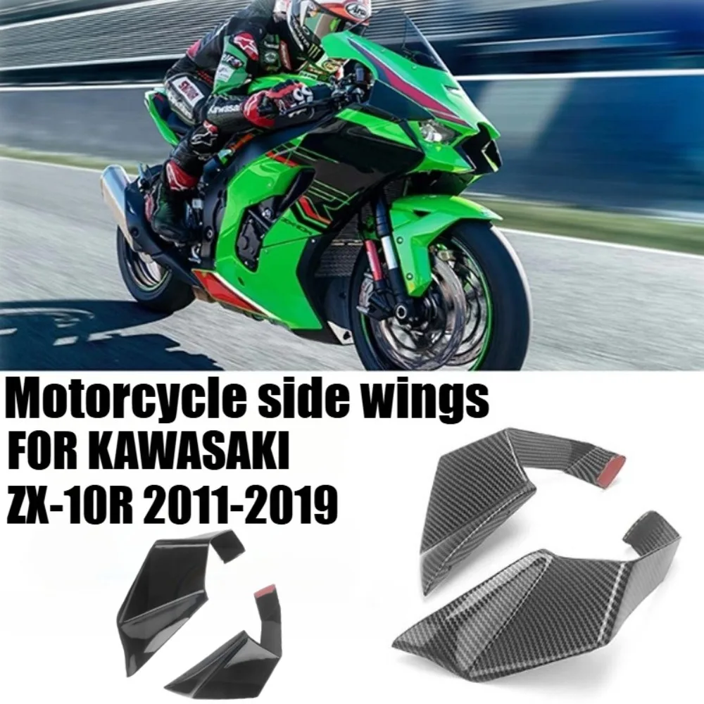 

FOR KAWASAKI ZX10R ZX-10RR 2011-2019 Motorcycle Accessories Windshield Wing Fairing Front Aerodynamic Zx10r Spoiler Winglet ABS