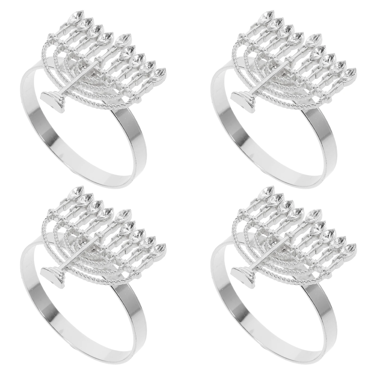 

4 Pcs Napkin Rings Reusable Alloy Buckles Elegant Design Sturdy Material Wear Resistant Serviette Ring Party Menorah Hotel