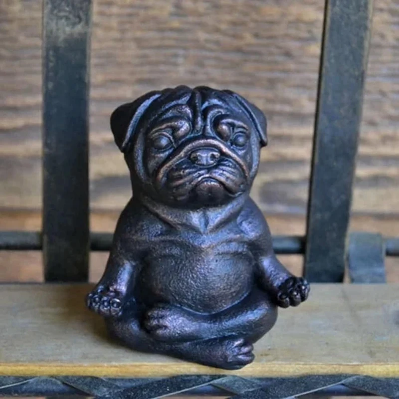 Meditation Dog Statue, Yoga French Bulldog Statue, Realistic Resin Pug Sculpture Home Decor, Gift For Pug Lovers