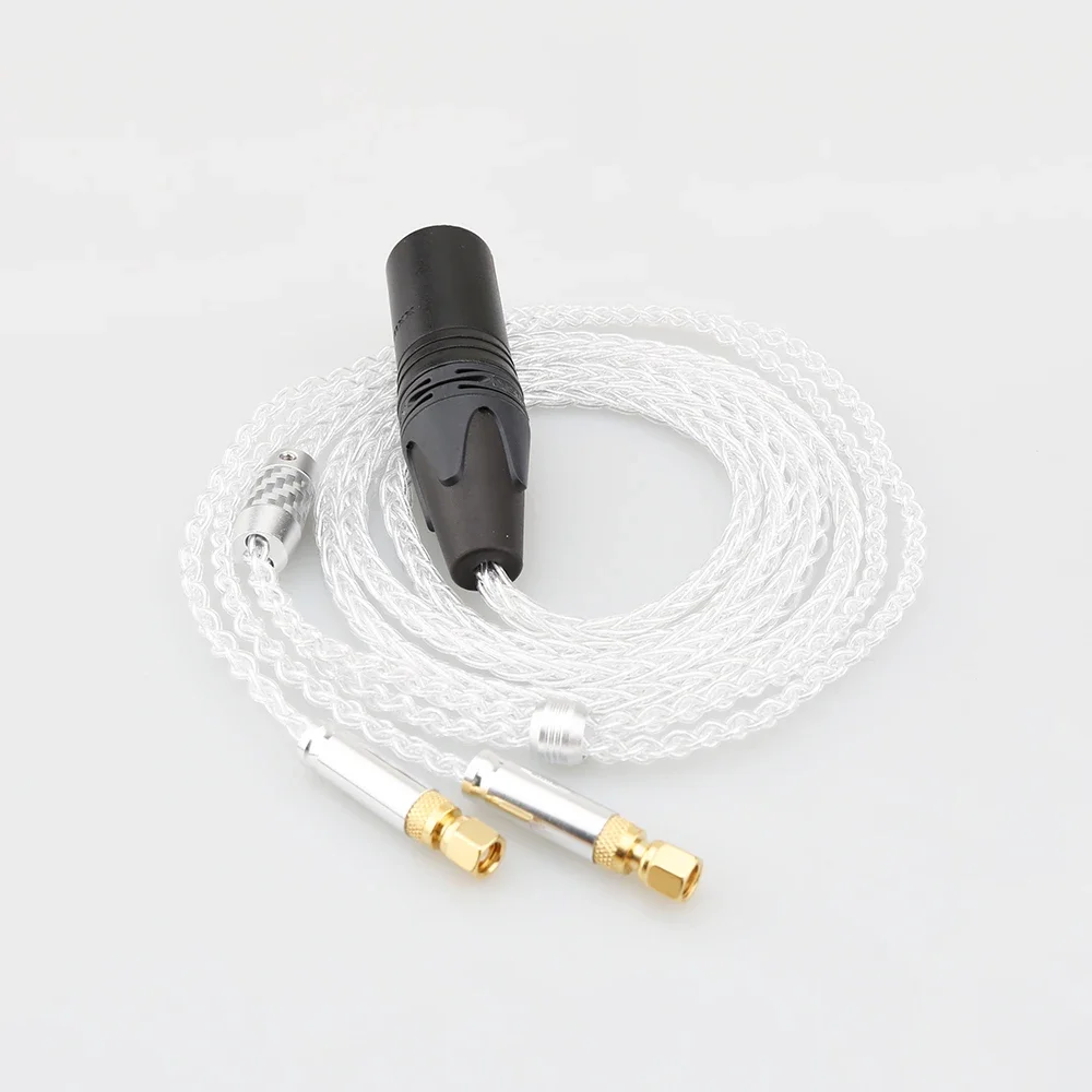 HIFI 2.5 3.5 4.4 xlr 4 pin 8 Core 99% 7n Pure Silver Earphone Cable For HiFiMan HE400 HE5 HE6 HE300 HE4 HE500 HE6 Headphone