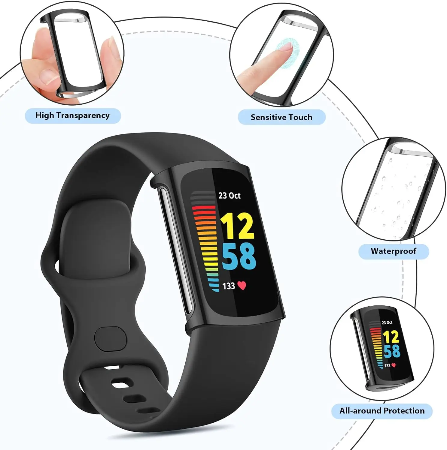 スクリーンプロテクター Fitbit Charge 6 ケース TPU 保護カバー Fitbit Charge 5 Charge6 シェル保護ケースアクセサリー