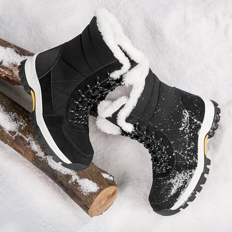 أحذية ثلج مخملية دافئة، مطابقة، ارتفاع قابل للتعديل، موضة الشتاء 2024