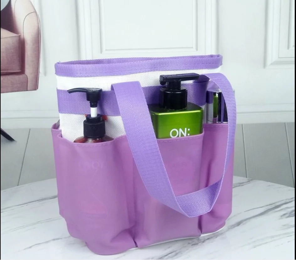 Organizer per bagno portaoggetti per doccia cestino in rete ad asciugatura rapida con tasche Caddy portatile per dormitorio campeggio nuoto