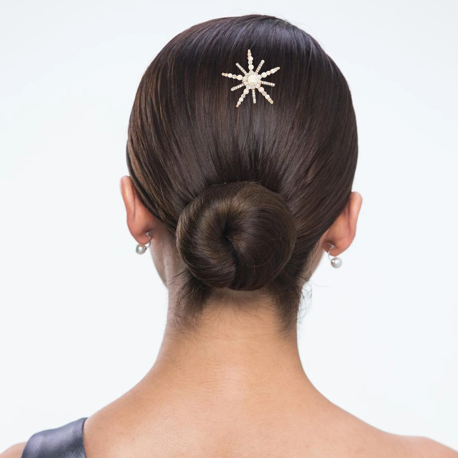 Sunflower Rhinestone Pearl Bridal Hair Comb Side Clip for Women Wedding Floral Hair Accessories Elegant Sparkling Hairpiece