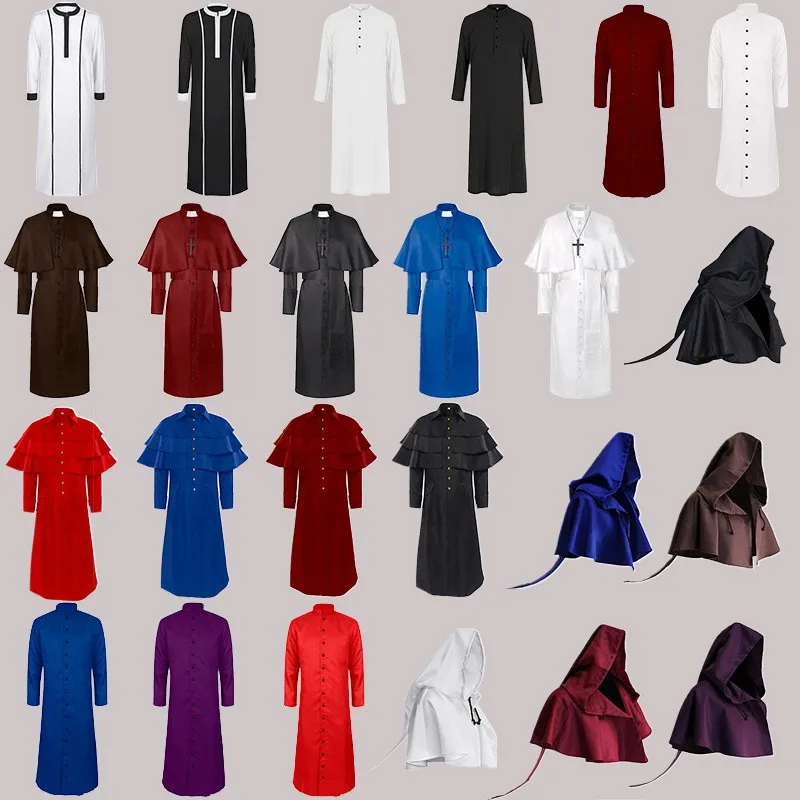 

loween Priest Costume Medieval Monk Robe Wizard Death God Robe Role-plang Cosplay Women's Traditional Ethnic Stage Costume