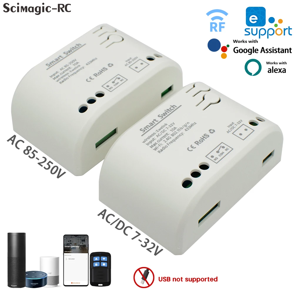 eWeLink Wifi Switch 12v 24v 220v Inching Self-Locking Wireless Relay Smart Home Automation Module Work With Alexa Google Home