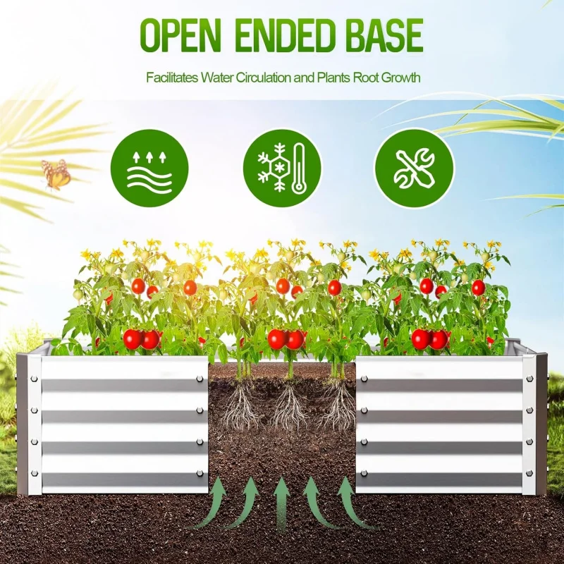 Large Bottomless Galvanized Garden Planting Bed Kit4×2×1ftMetal flower pot box is suitable for outdoor gardening, vegetable, her view 5
