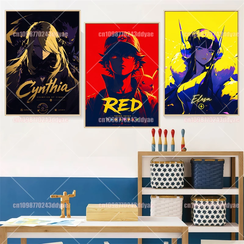 Pokemon American-style Screen Printing Trend Poster High-definition Canvas Painting Home Living Room Wall Art Children's Gift view 4