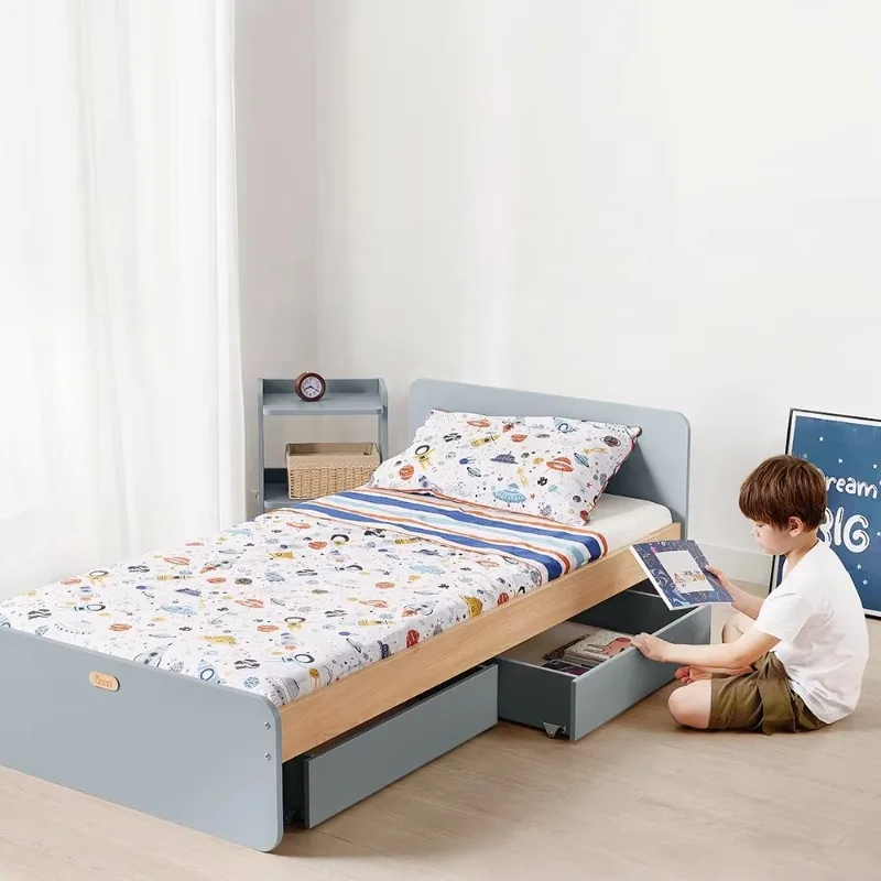Pine single bed 10 years old simple wooden children's bed