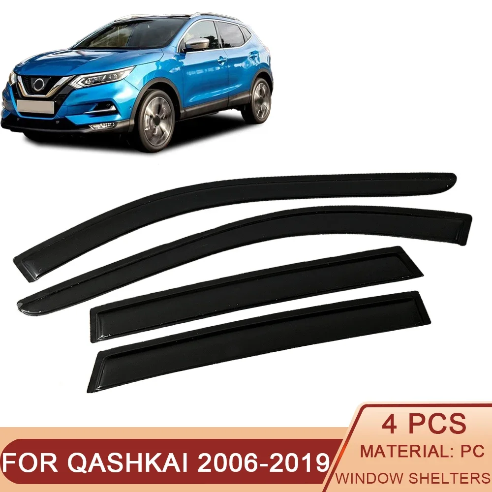 

For Nissan Qashqai J11 J10 2006-2019 Hatchback Black Car Side Window Visor Guard Vent Awnings Shelters Rain Guard Door Ventvisor