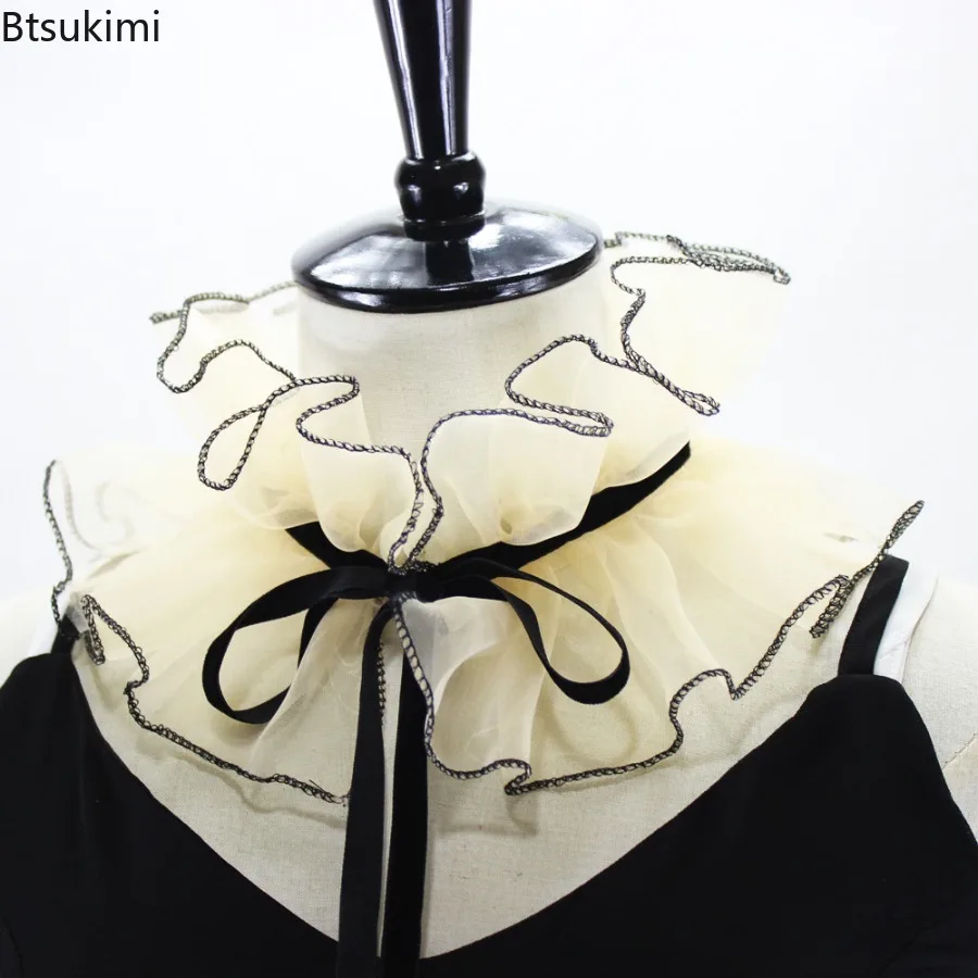 

Halloween Party Ruffles Fake Collar Women Elegant Layered Decorative Collar Clown Cosplay Costume Accessory Detachable Neckwear