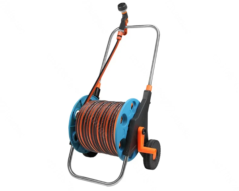Hand Crank Hose Reel Cart, Garden Water Hose Storage Holder with 40m 50m Water Gun Kit for Home Watering Plants