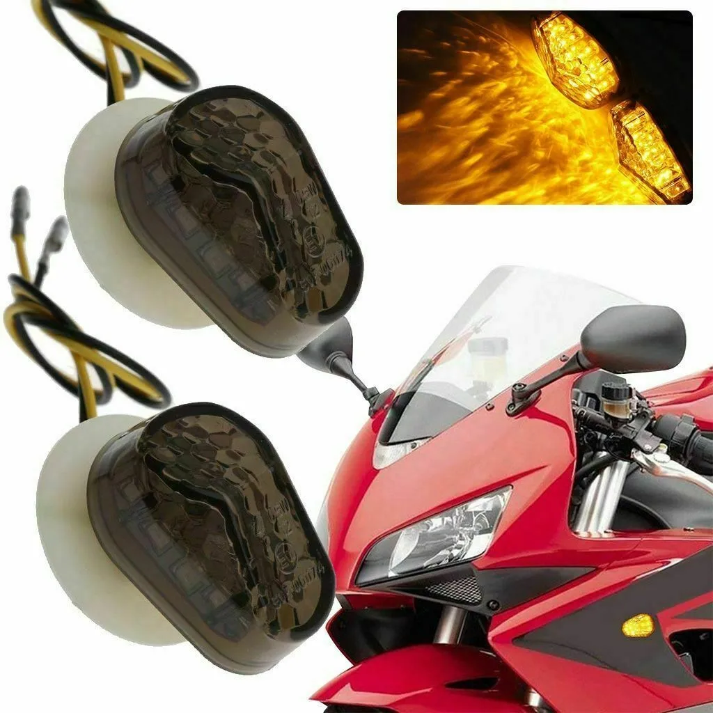 Practical Motorcycle Turn Signal Lights Indicator PVC Plastic Side Light Smoke Lens Amber Blinker Flush Mount Waterproof