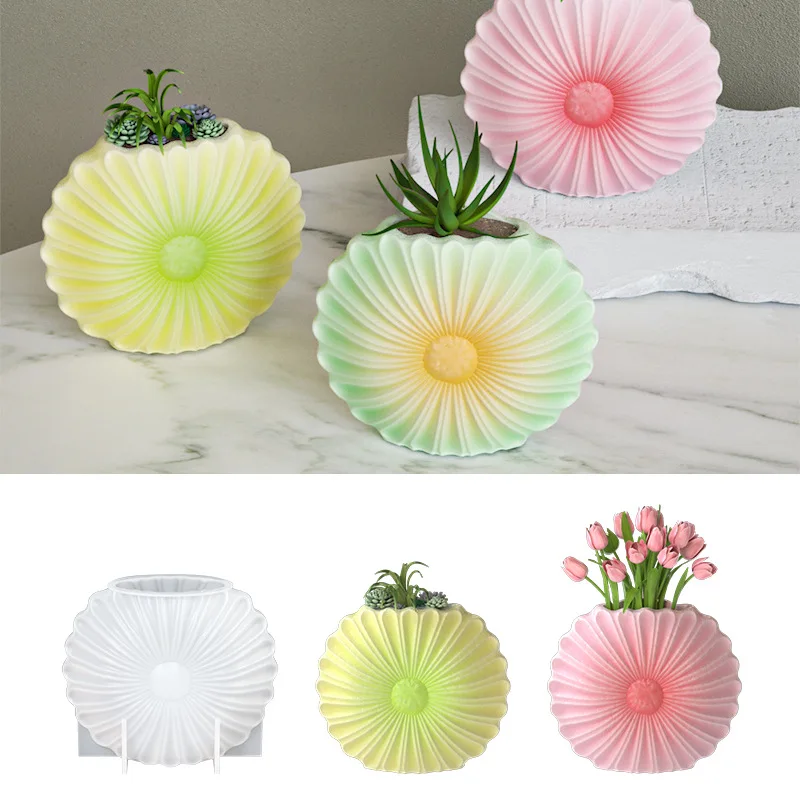Sunflower DIY Vase Silicone White Molds Decoration Flowerpot Craft Art Flower Ornament Resin Mold for Home Decor