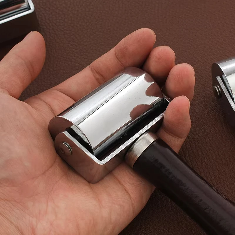 25/60/100mm Wooden Handle Leather Press Edge Roller Edge Creaser Leather Craft Laminating Work Tool  Leather Roller Tool