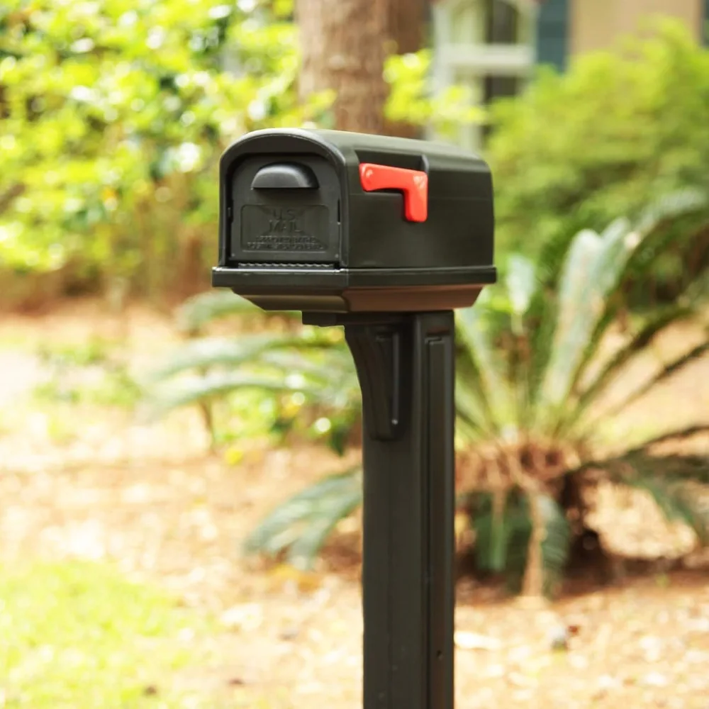 Classic Plastic, Dual Access, Mailbox and Post Kit, GCL100BAM, Black, Medium Capacity