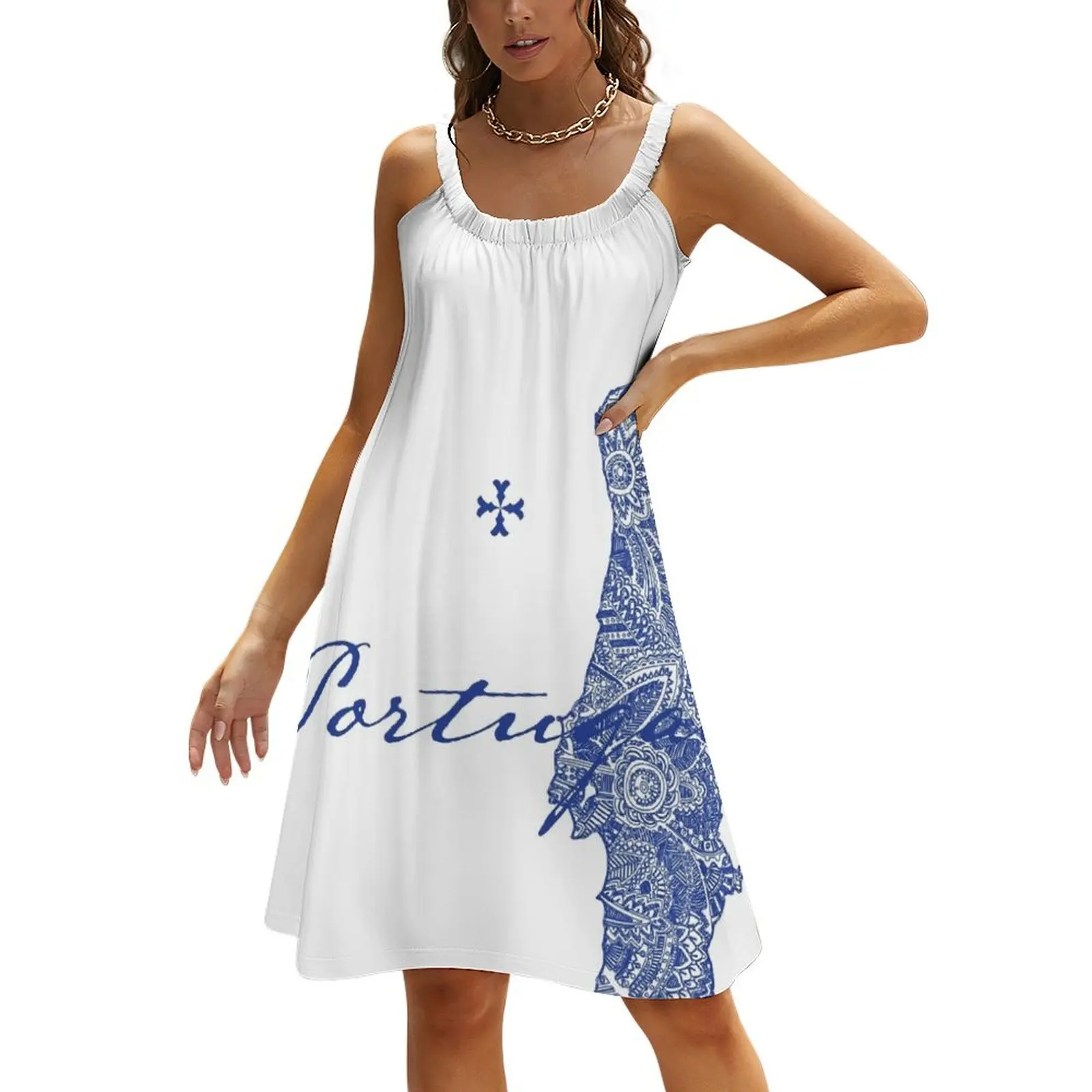 

Modern Blue Portugal and Portugal Country Shape Beach Sling Skirt elegant dress Women's dresses