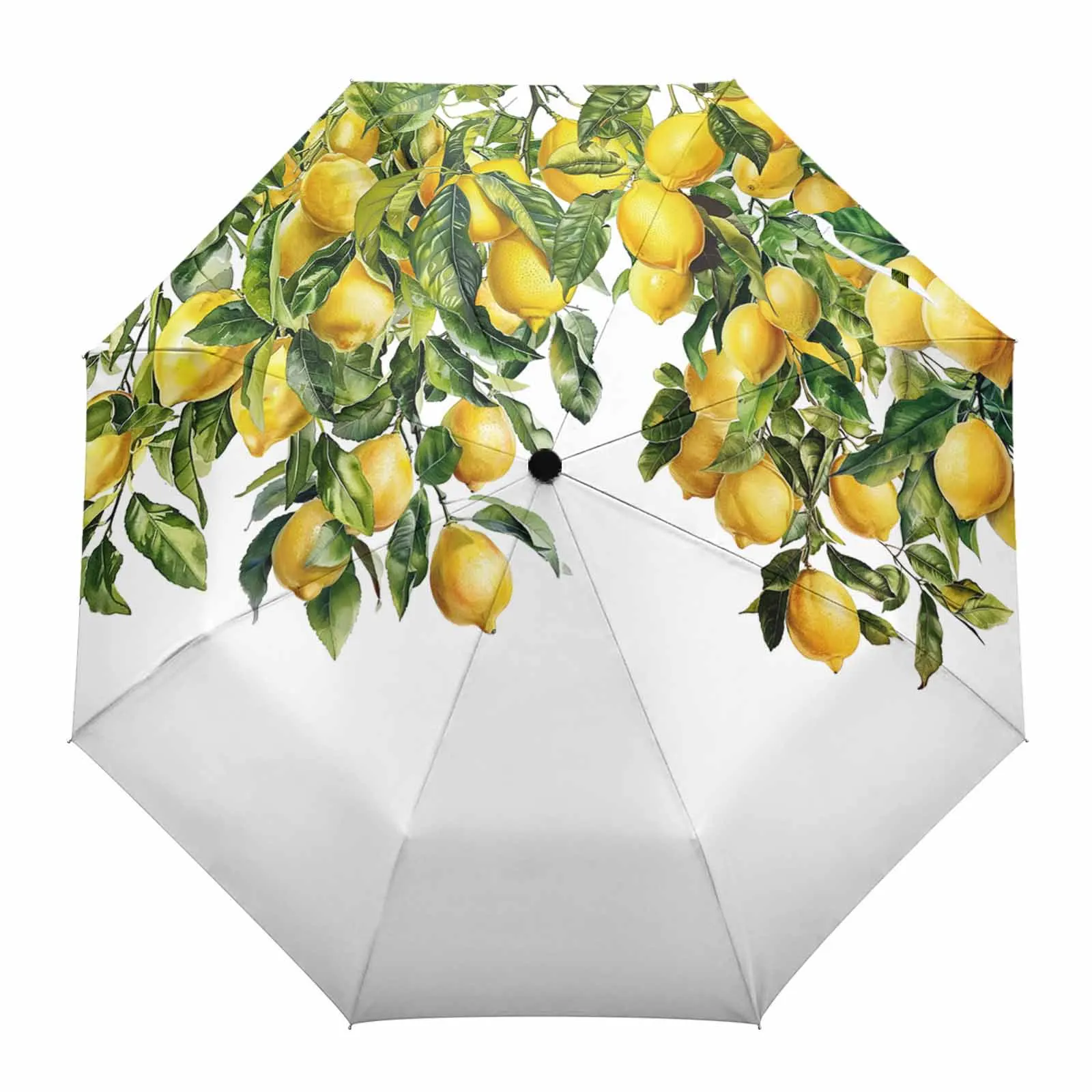 

Summer Watercolor Lemon Vintage Automatic Umbrella Travel Folding Umbrella Portable Parasol Windproof Umbrellas