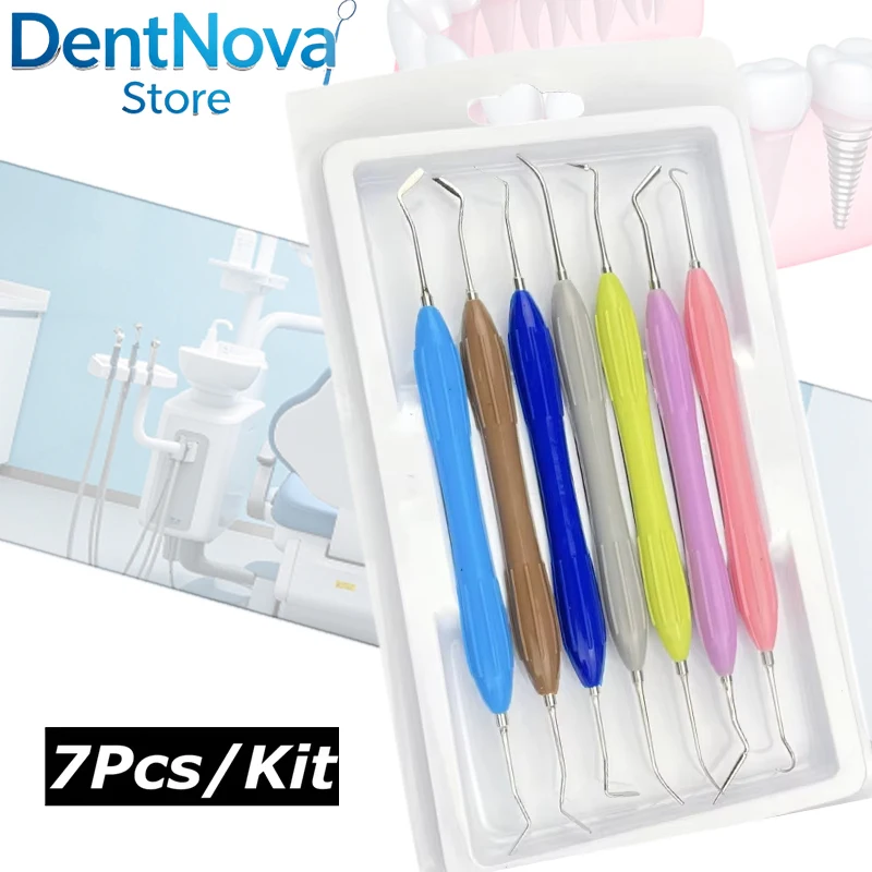 7Pcs Dental Resin Filler Kit Composite Restoration Set Non-Stick Silicone Handle