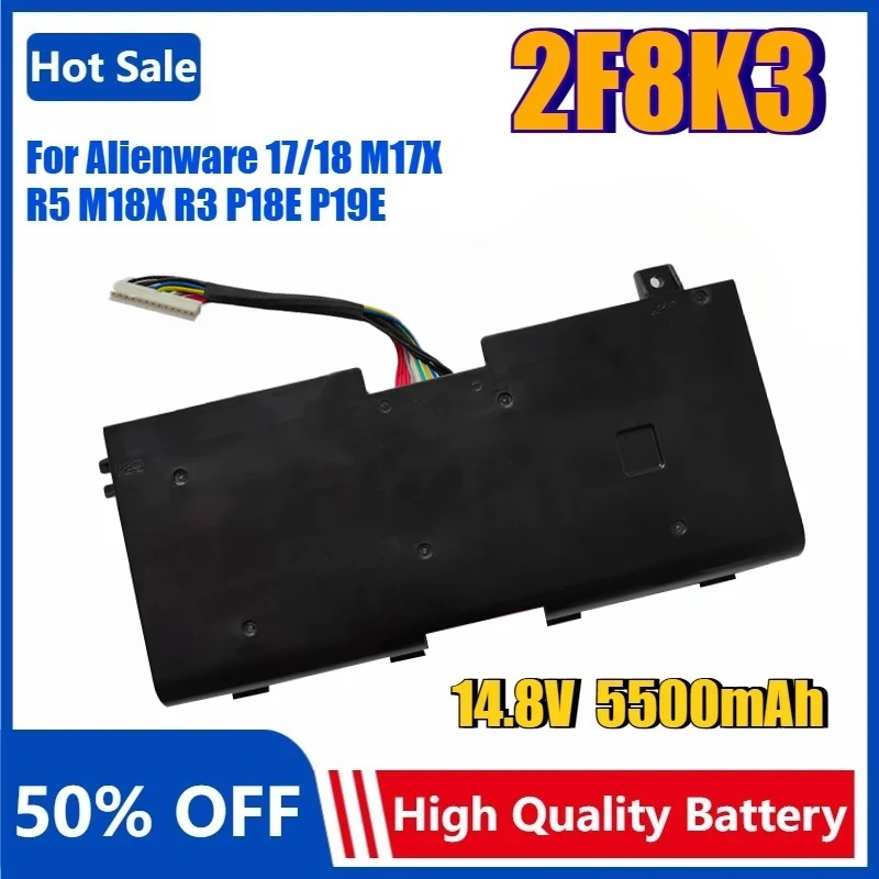

New 2F8K3 G33TT KJ2PX Laptop Battery for Dell Alienware 17 for Alienware 18 M18X R3M17X R5 P19E P18E 5500mAh Replacement Battery