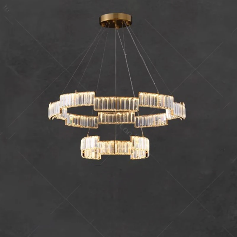 Modern Crystal Chandelier for Home Decoration, Stair Pendant Lamp, Living Room Pendant Lights, Iluminação Interior