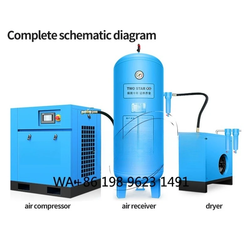 Portable Low Noise 7.5KW Permanent Magnet VFD Screw Air Compressor Industrial High Efficiency Air Compression Equipment