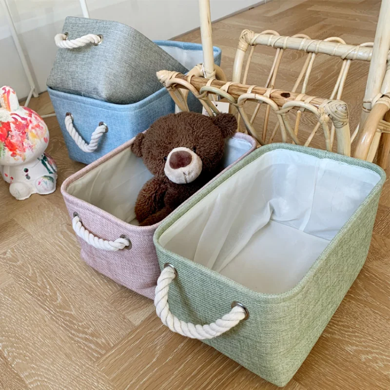 Storage Basket Fabric Basket for Organizing with Rope Handles for Shelves Organizer Bins for File Empty Baskets for Dog Toys