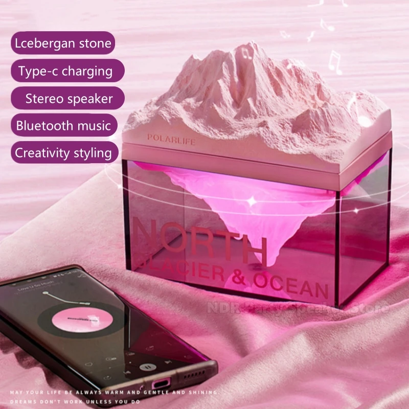 

Creative Glacier Sleeping Lamp Desktop Atmosphere Lamp Ornaments Wireless Bluetooth Speakers for Men and Women's Birthday Gifts