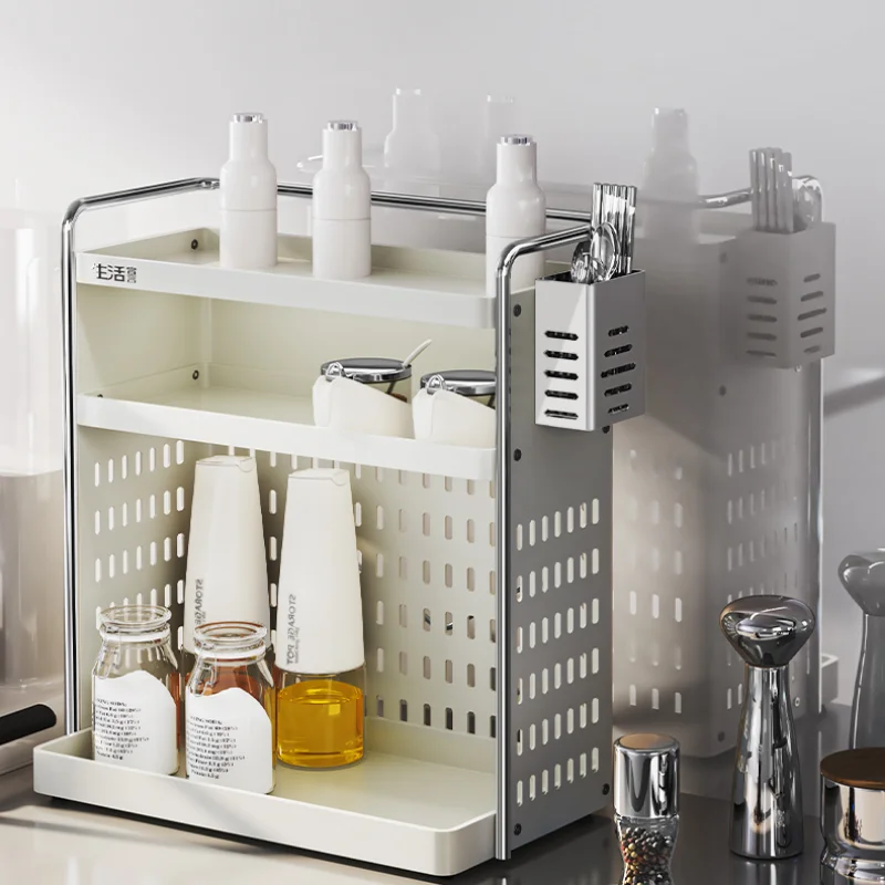

kitchen storage rack multifunctional household tabletop organizer seasoning rack soy sauce vinegar salt jar