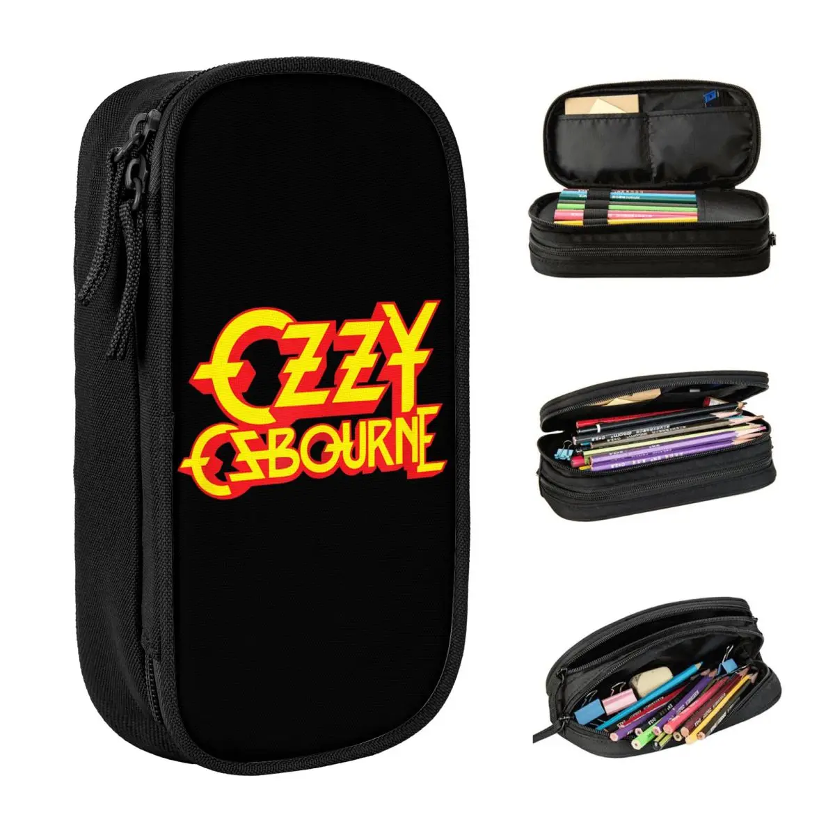 

Heavy Metal Rock Ozzy Osbourne Classic Logo Pencil Case Canvas Pencil Pouch Kids Retro Big School Pencil Cases Stationery