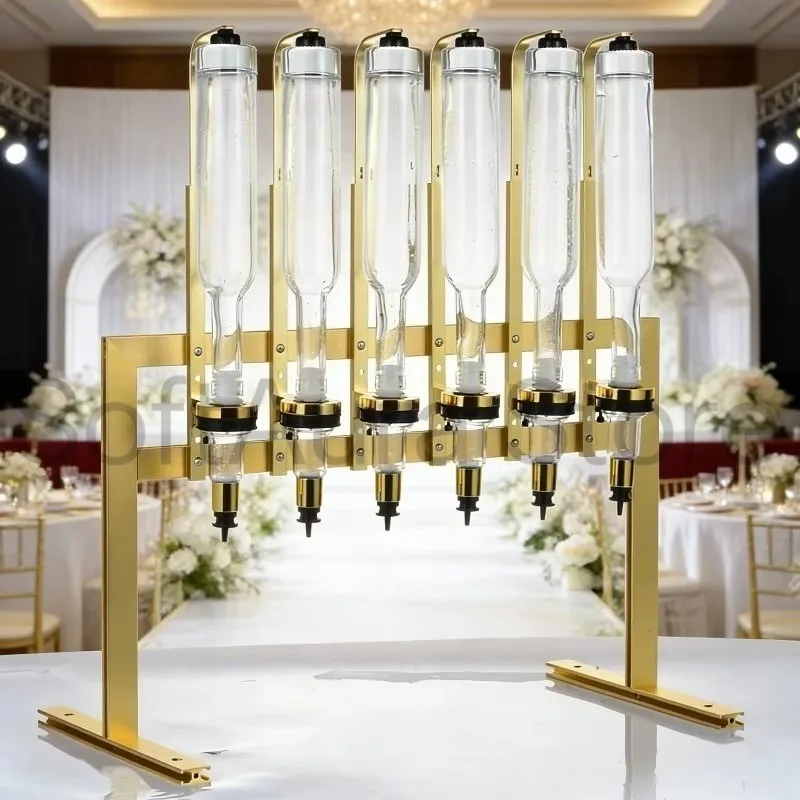 Elegant Golden Perfume Dispensing Stand 6‑Bottle 375ml/500ml Wedding Reception Essential Oil Wine Display Tool