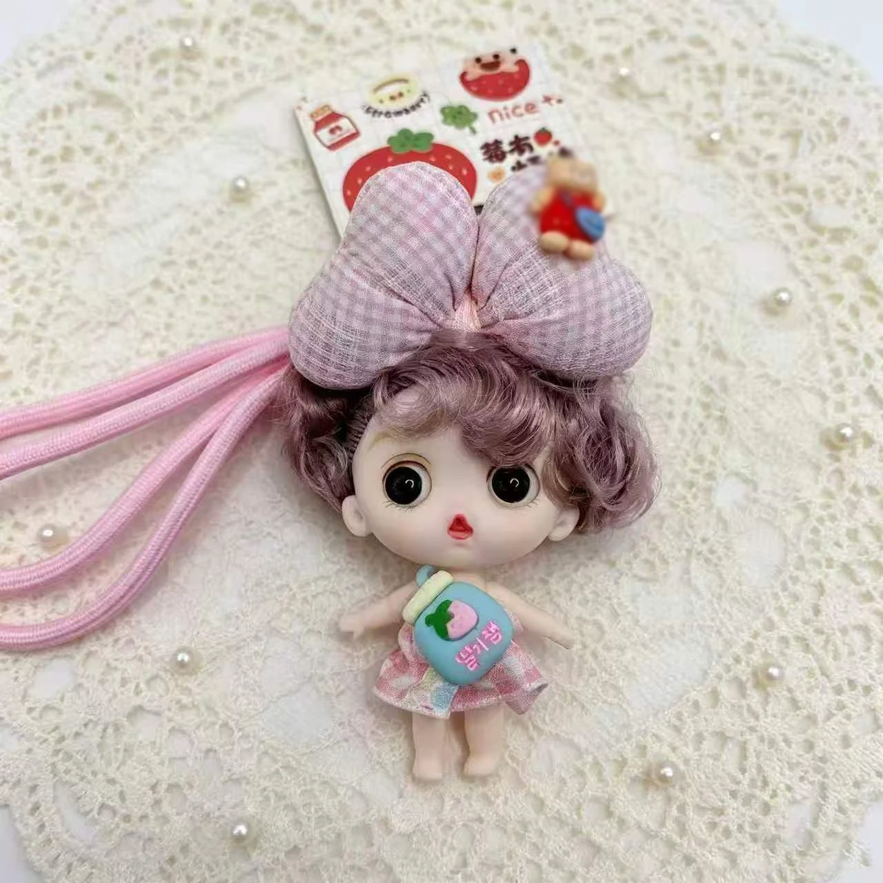 Mini Curly Hair Doll Keychain Pendant Sweet Cute Girls Princesses Dress Up Toy Joints Moveable Fashion Makeup Doll Bag Charms